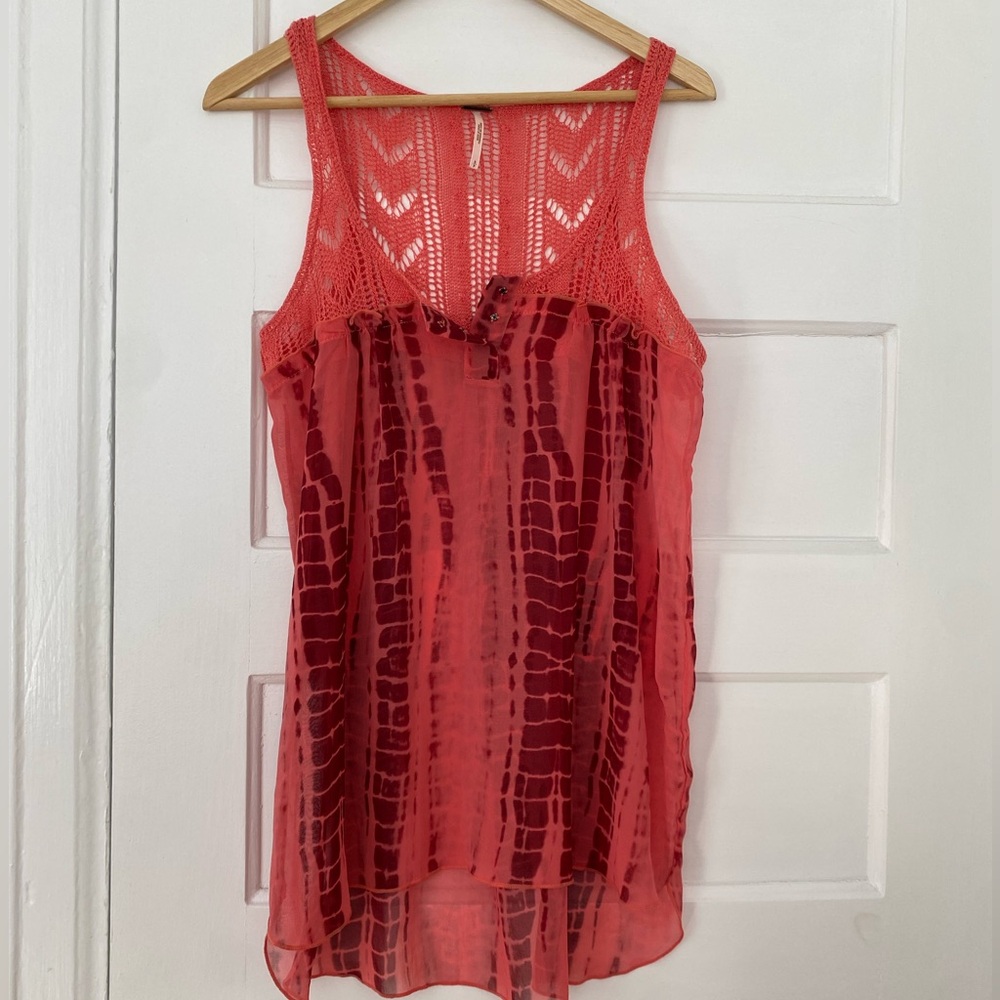 Free People crochet tie dye boho sheer tank